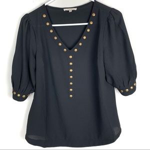 41 Hawthorn Gold Studded Black Cinched Sleeve Top
